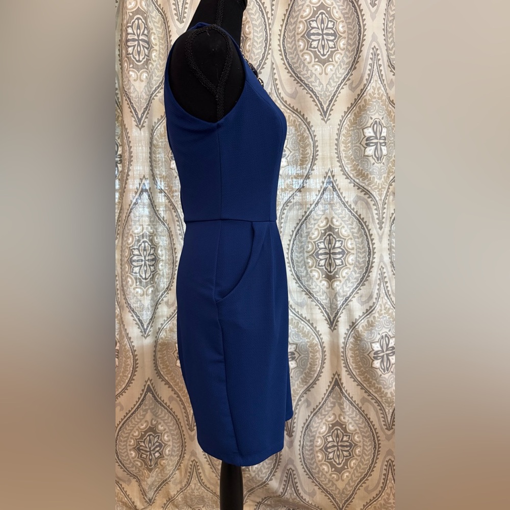 Bisou Bisou Michele Bohbot Royal Blue Sheath Dress Sleeveless Career Cocktail - Picture 3 of 7